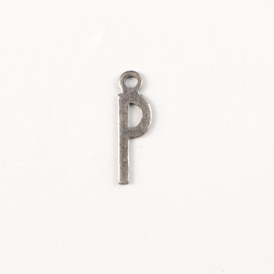P Letter Charm, Classic Silver, Antique Gold, Antique Silver Metal Stamping, pk/6