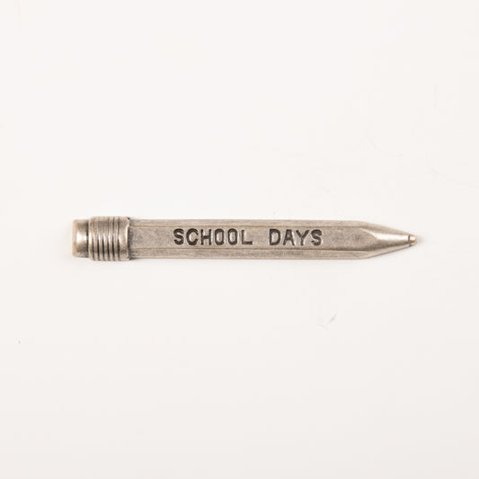 60mm (2.3in) Pencil-School Days, metal stamping, Antique Silver, Antique Gold, Classic Silver, pack of 6