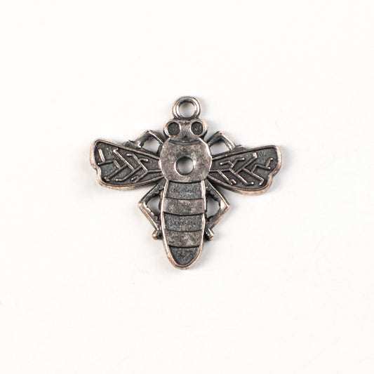 20mm Bumblebee Honey Bee Charms, Classic Silver, pack of 6