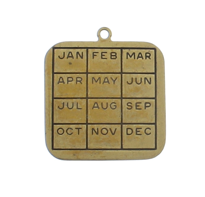 30mm Calendar Charm, Antique Gold, Classic Silver, pack of 6
