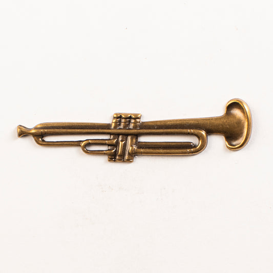 60x12mm Trumpet Charm, Antique Gold, Classic Silver, pk/6