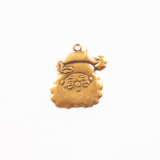 24x19mm Antique Gold Christmas Santa Head Charm, pk/6