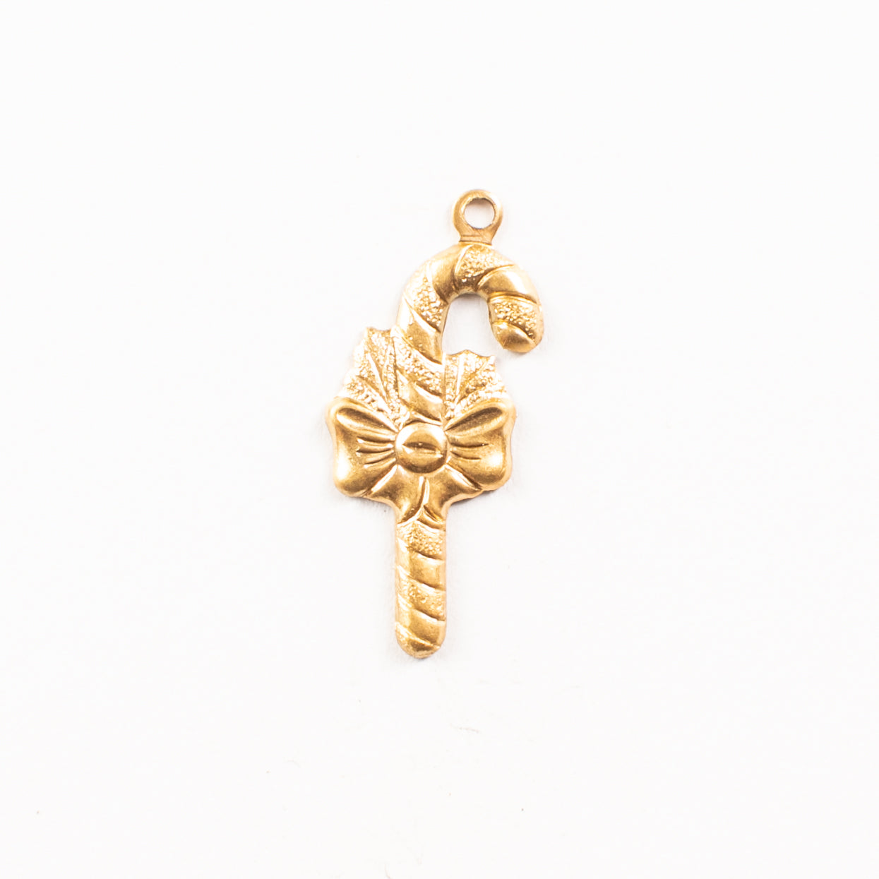 25mm Antique Gold, Bright Gold Christmas Candy Cane Charms, metal, pack of 6