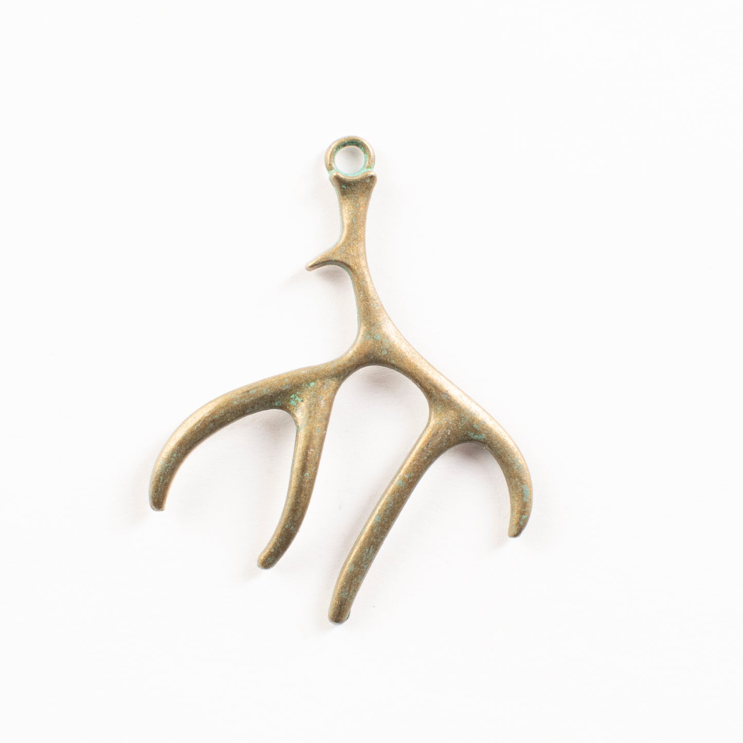 51mm Deer Antler Charm, Antique Gold, pack of 6