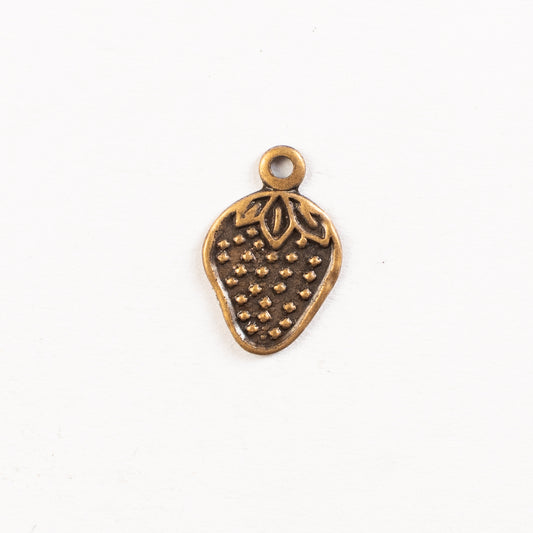 13x8.5mm Strawberry Charm, Antique Gold, Antique Silver, pk/6