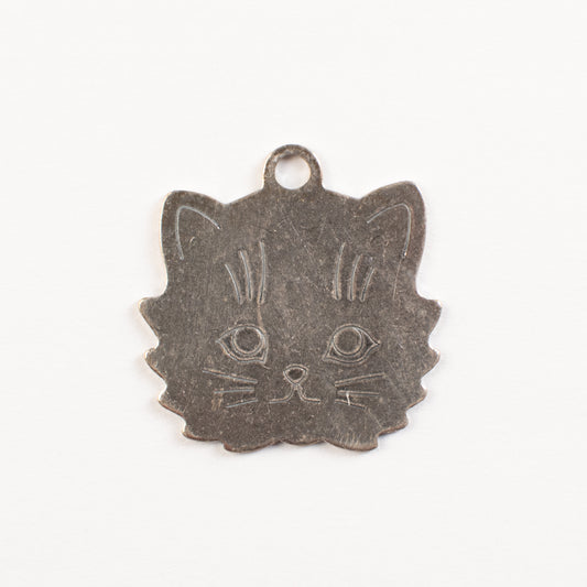 28mm Cat Head Tag Charm, Classic Silver, pk/6