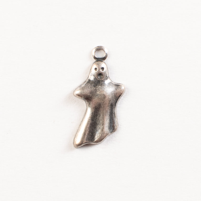 17mm Ghost Halloween Charm, Antique Gold, Classic Silver, pack of 6