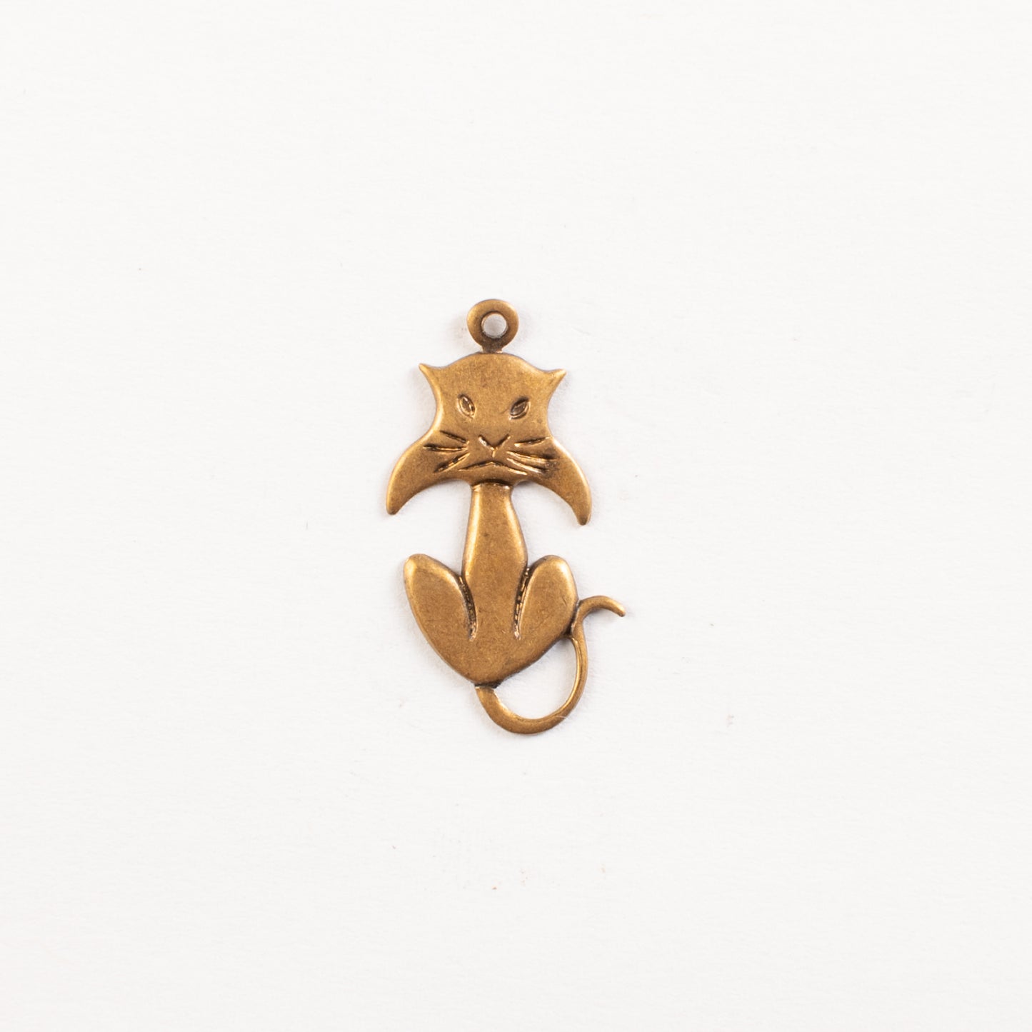 26mm Antique Gold Sitting Cat Charm, pack of 6