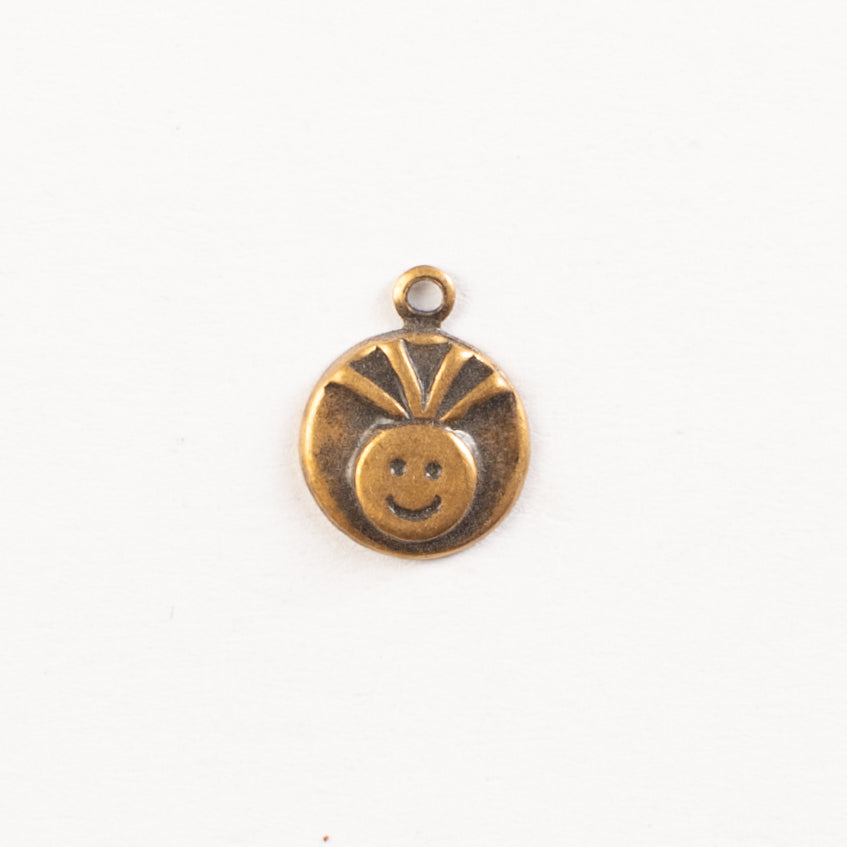 11x9mm Smiley Face Charm, Antique Gold, Classic Silver, pk/6