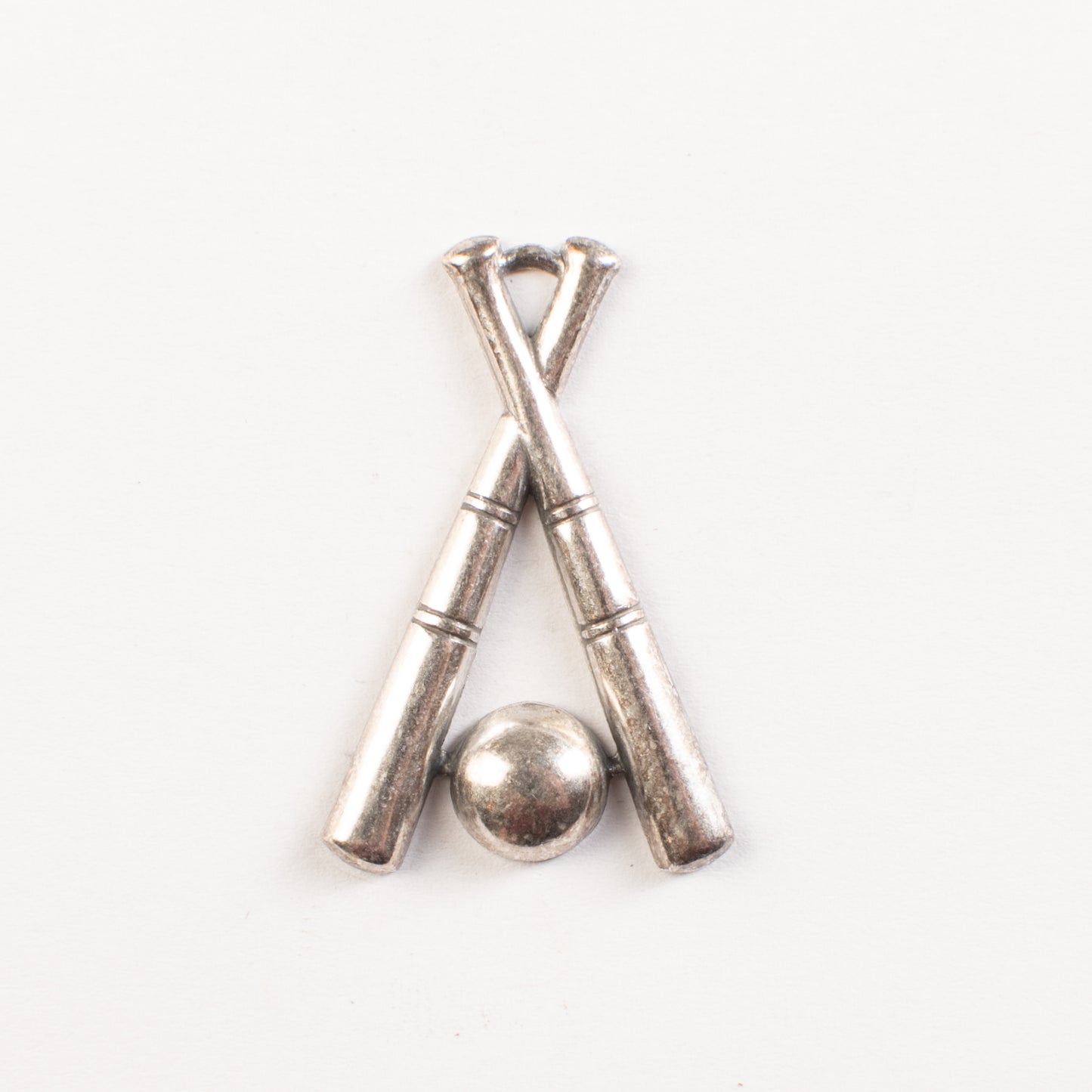 23x36mm Classic Silver Baseball Bats and Ball Charm, pack of 6