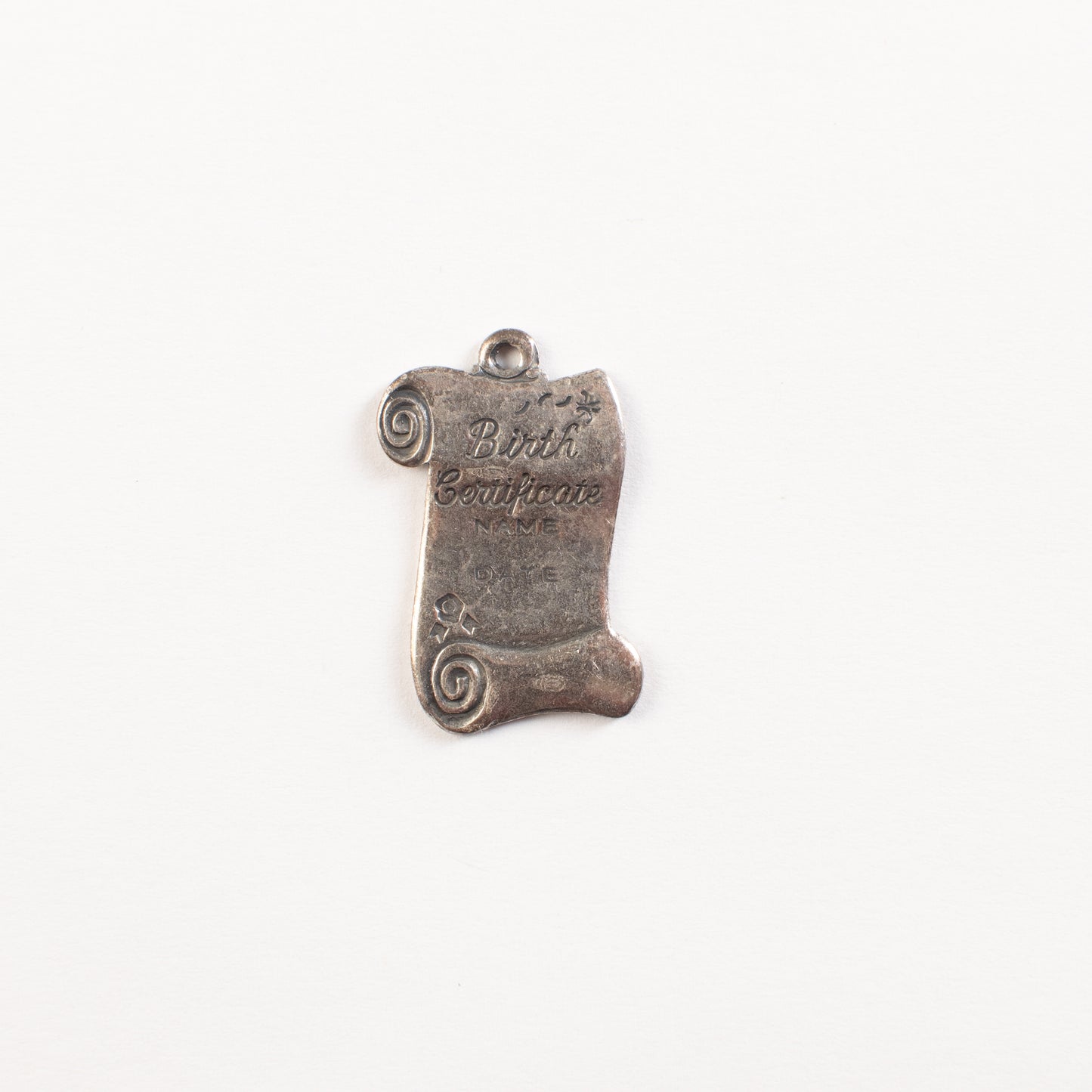 26mm Birth Certificate Charm, Antique Gold, Classic Silver, pack of 6