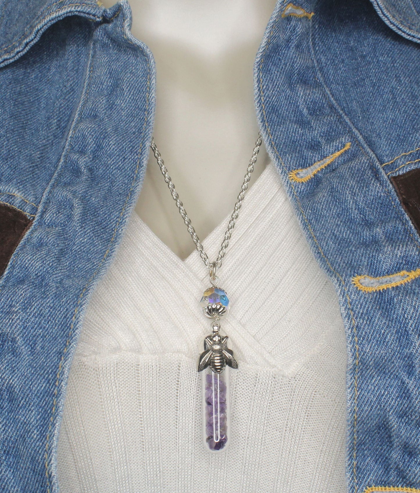45mm Honey Amethyst Pendant Necklace, made in USA, each