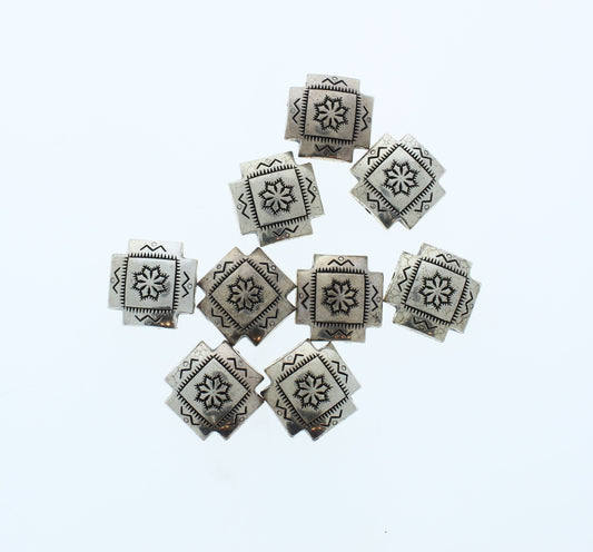 21mm Antique Silver Tribal Square Beads, pack of 14