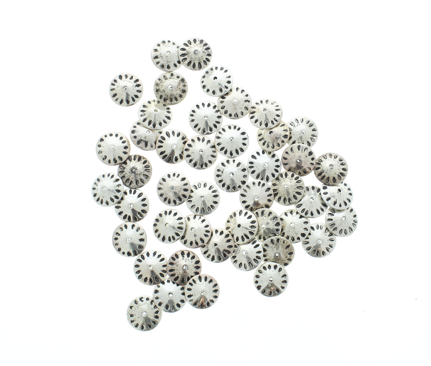13mm Silver Round Disc Spacer Beads, pack of 57