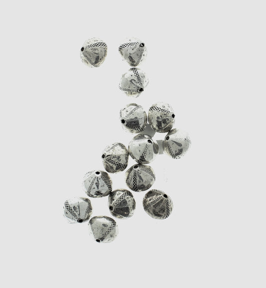 13mm Antique Silver Faceted Round Beads, pack of 22