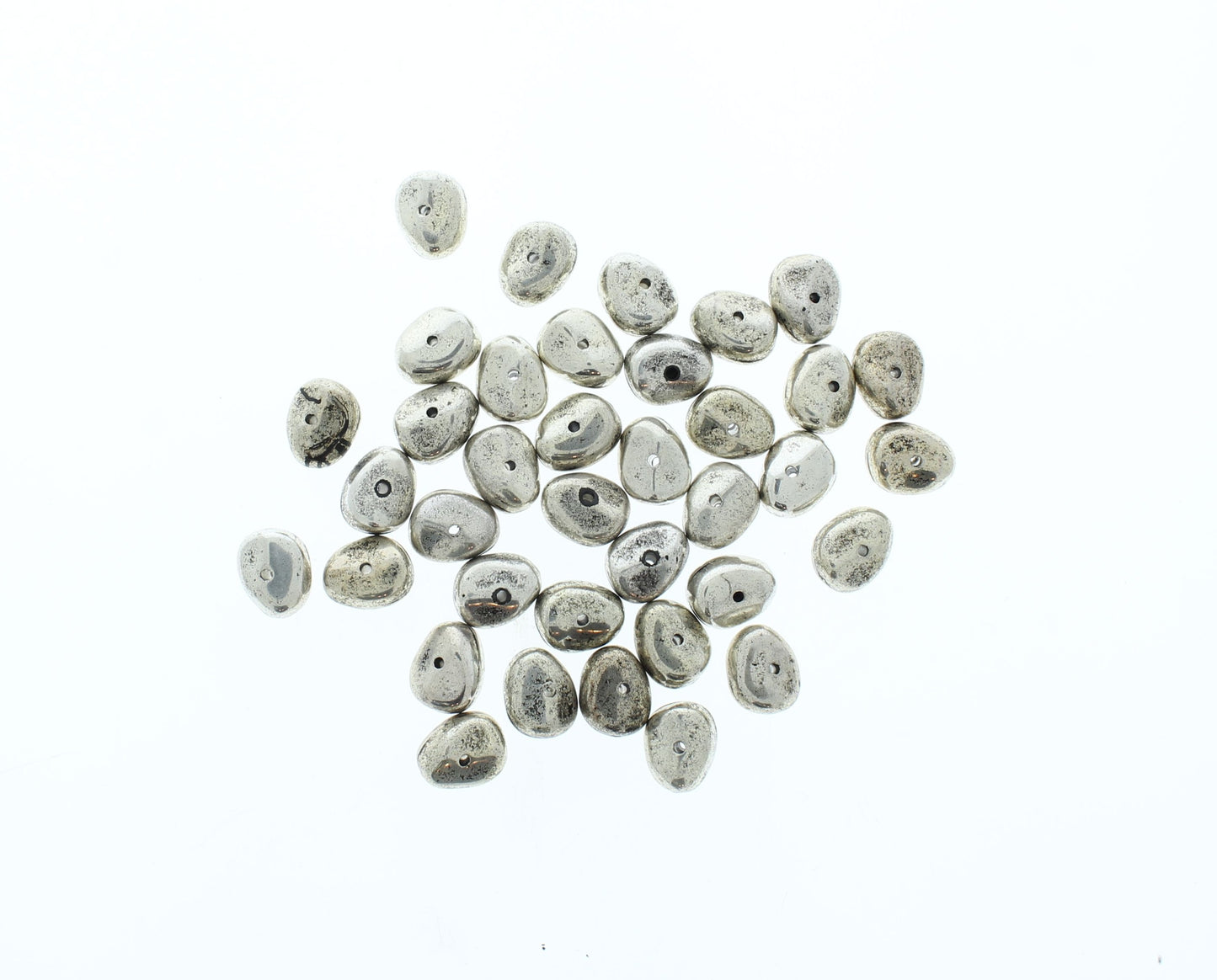 11mm Antique Silver Pebble Beads, pack of 44