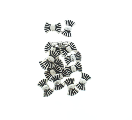 18mm x 12mm Antique Silver Bow Beads, pack of 40