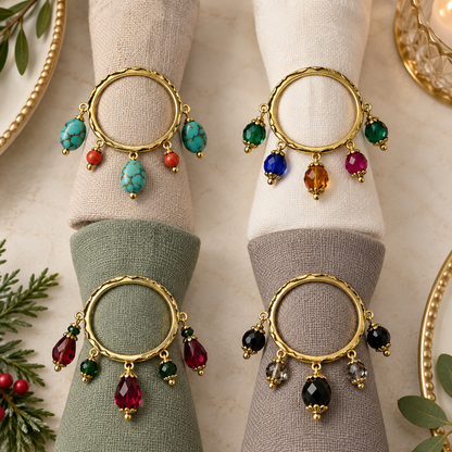 Gold Napkin Ring Findings with 5 Loops, Beaded Napkin Ring Blanks, DIY Wedding Table Décor, Jewelry Craft Supply