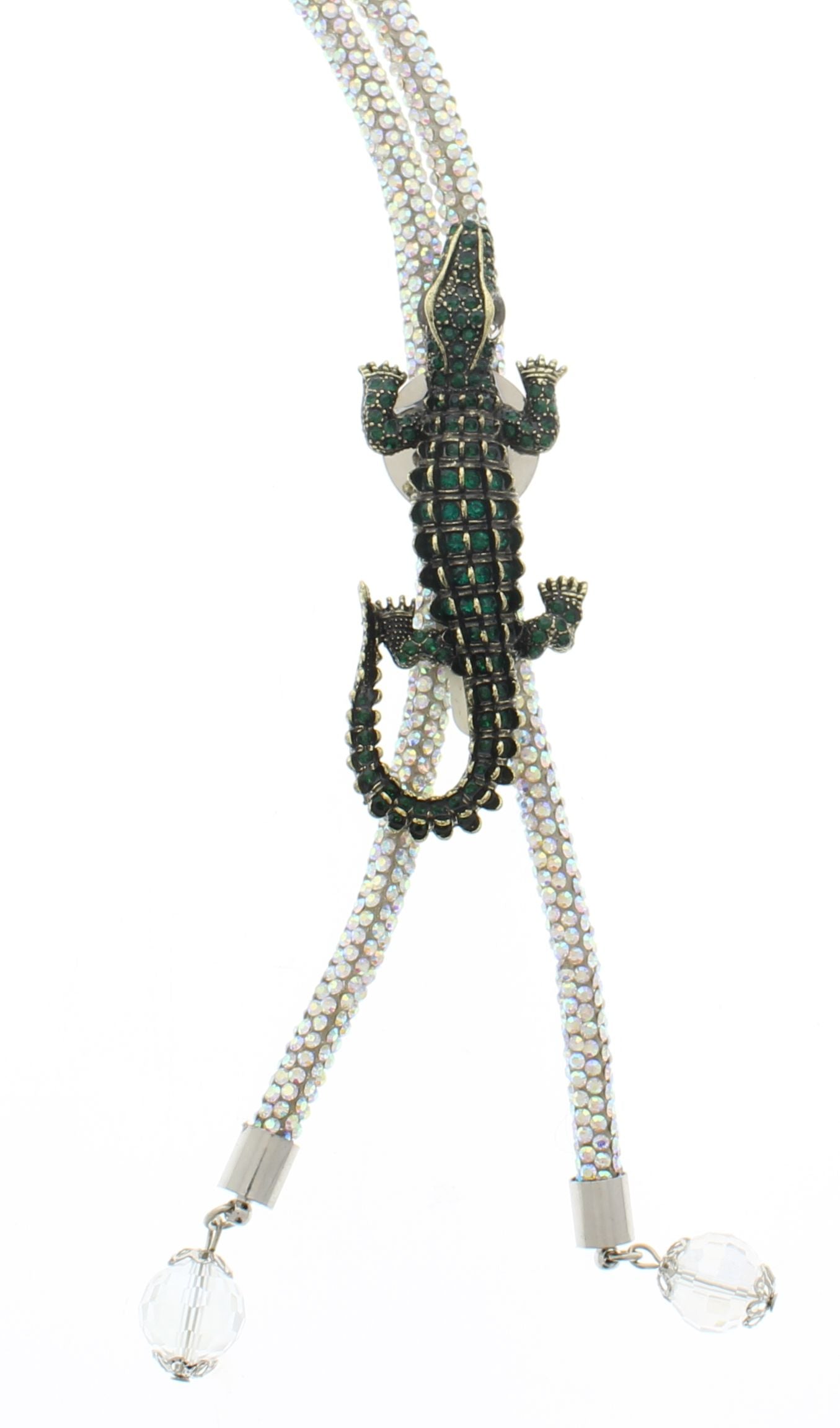 Gemstone Alligator Bolo Tie, 36" blingy cord, made in USA, each