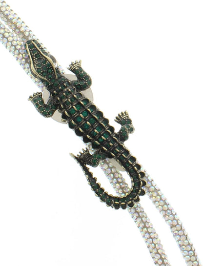 Gemstone Alligator Bolo Tie, 36" blingy cord, made in USA, each