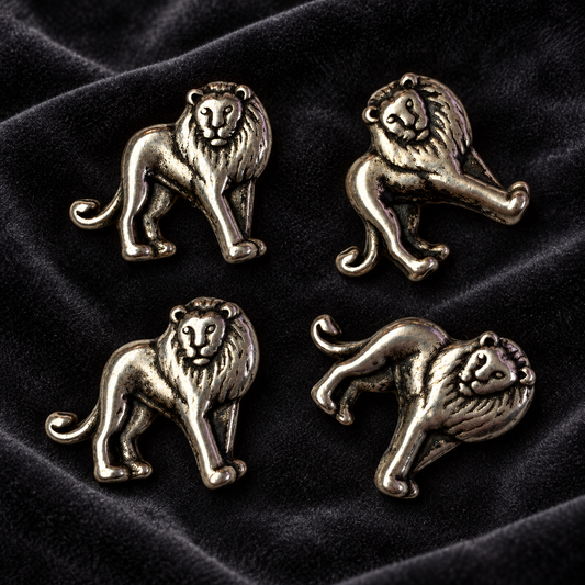 Silver Tone Lion Beads, Pack of 10, Two-Sided Metal Lion Beads, Animal Beads for Jewelry Making & Crafts