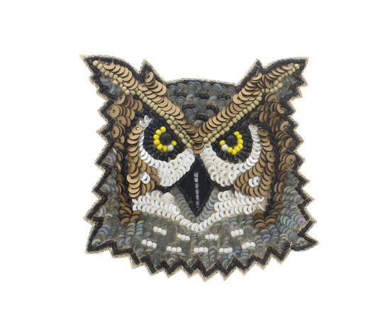 69mm x 77mm Owl Head Embroidery Pin, each