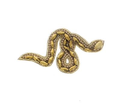 91mm x 48mm Embroidered Snake brooch or hat pin with gold sequins, each