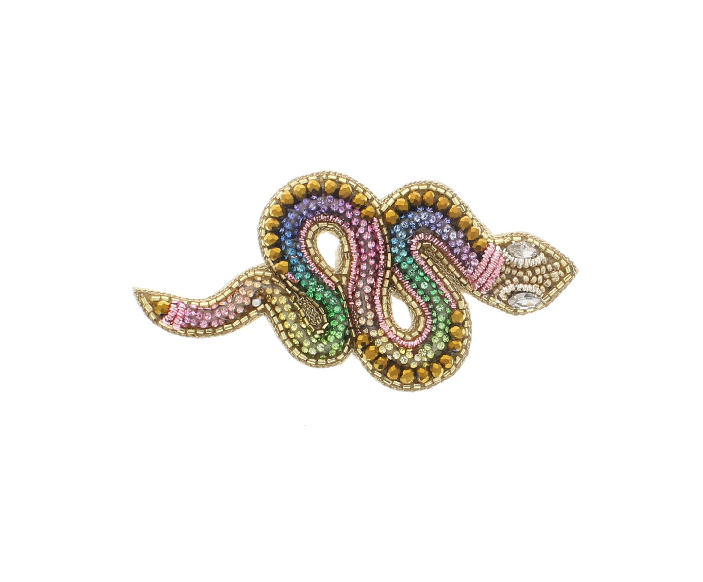 79mm x 43mm Colorful Embroidered Sequin Snake Brooch, or hat pin, each