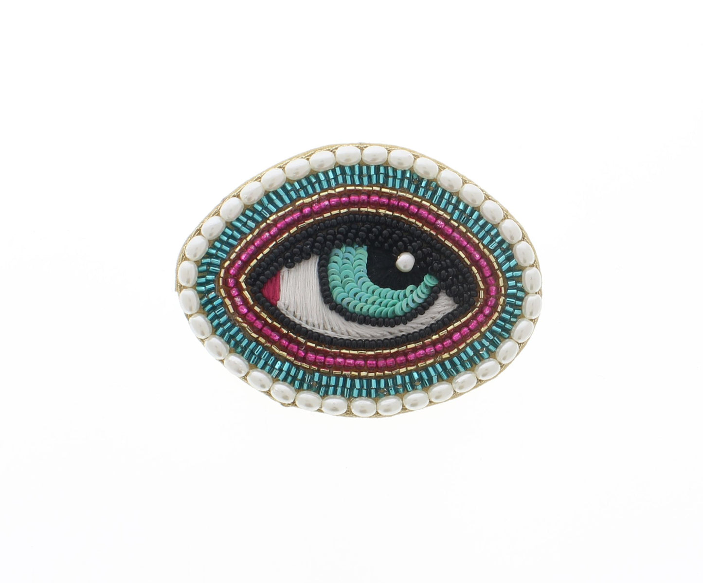 48mm x 66mm Embroidered Sequin Evil Eye Brooch or Hat pin, each