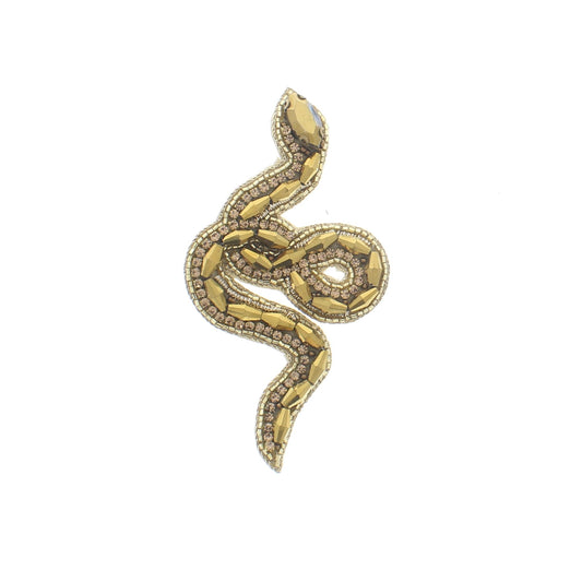 91mm x 47mm Gold Sequin Snake Hat Pin, each