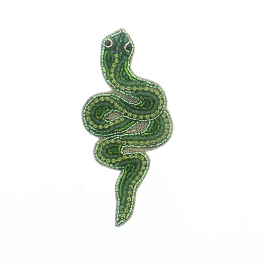 100mm x 47mm Green Sequin Snake Hat Pin, each