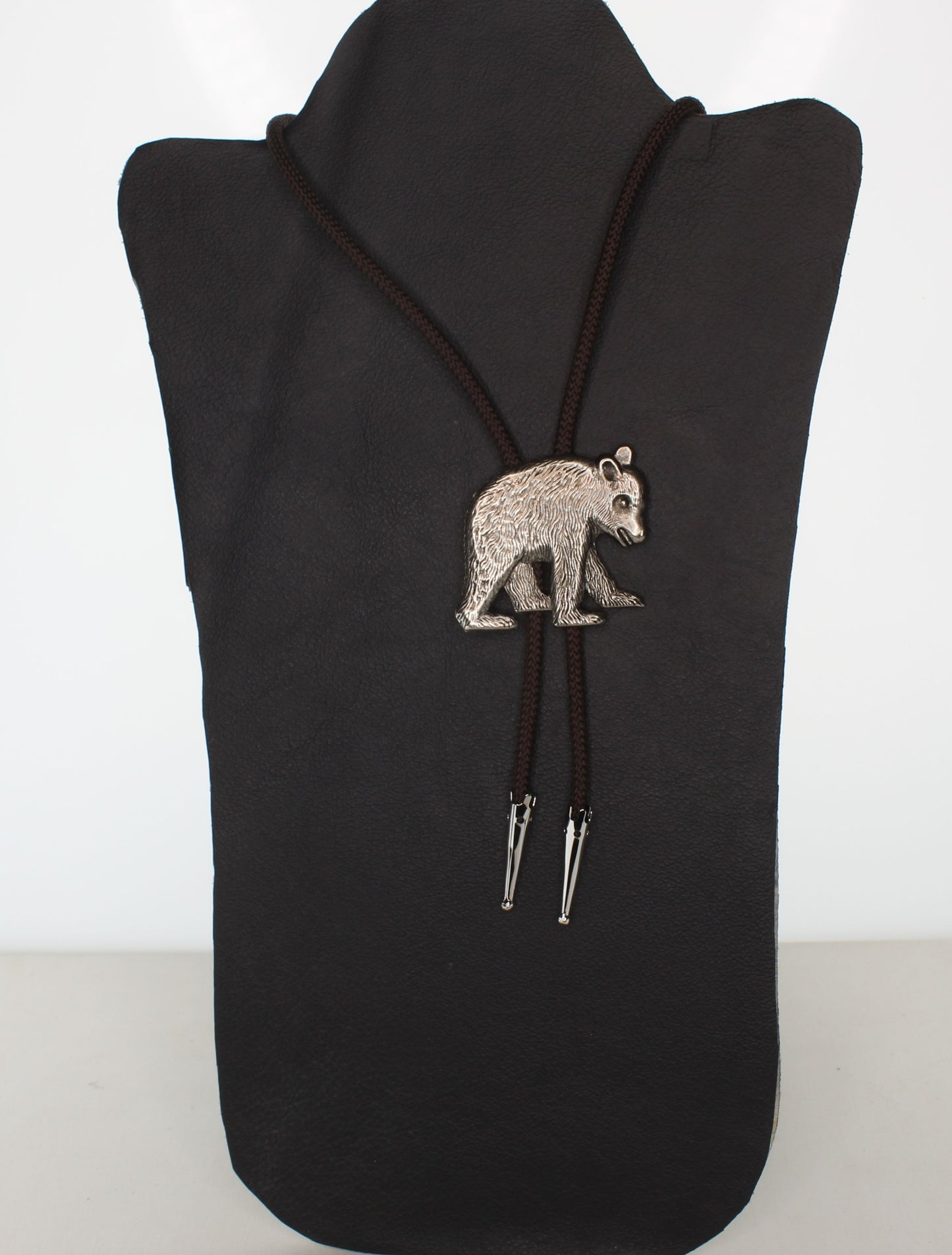 47mm x 49mm Bear Cub Bolo Tie, 36" Brown cord, made in USA, each