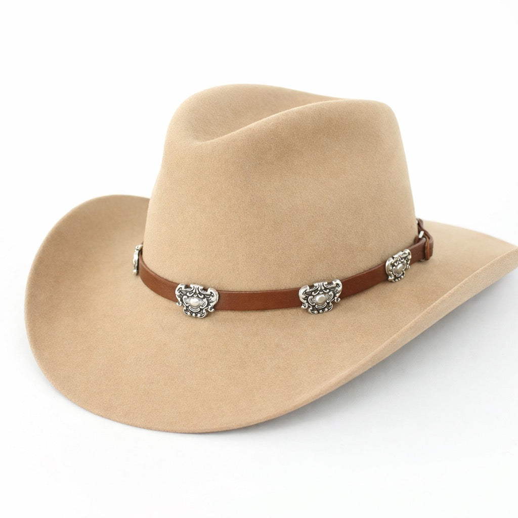 Silver Concho Classic Hatband, Adjustable, made in USA, each
