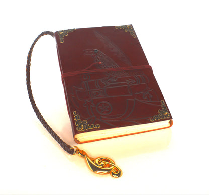 Leather Embossed Raven Journal with Treble Clef Charm, each