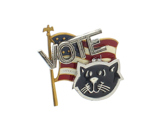 Vote Black Cat Lapel Pin, made in USA, sold by each