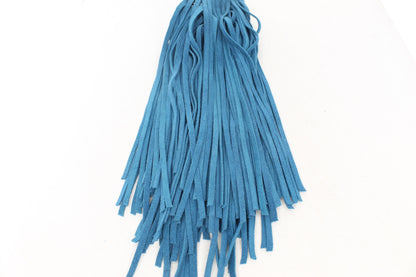 2.50ft Leather Fringe, Teal, for embellishment of purses, jackets or other accessories, sold by the foot