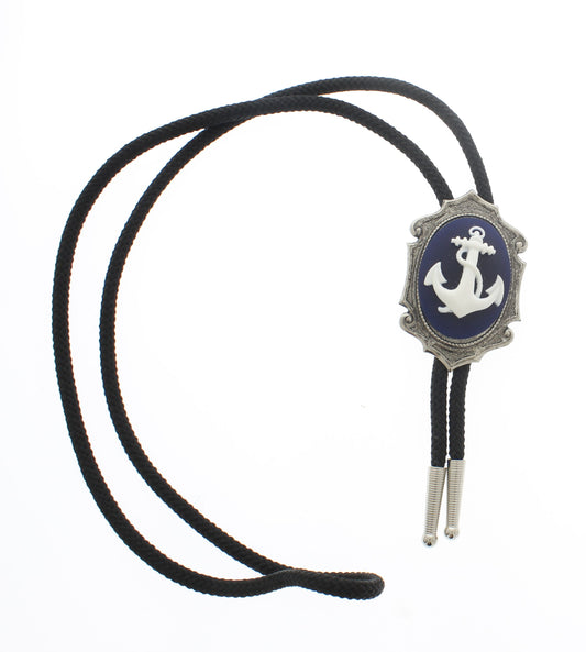 60mm x 40mm Deep Sea Blue Anchor Cameo, Bolo Tie, made in USA, each