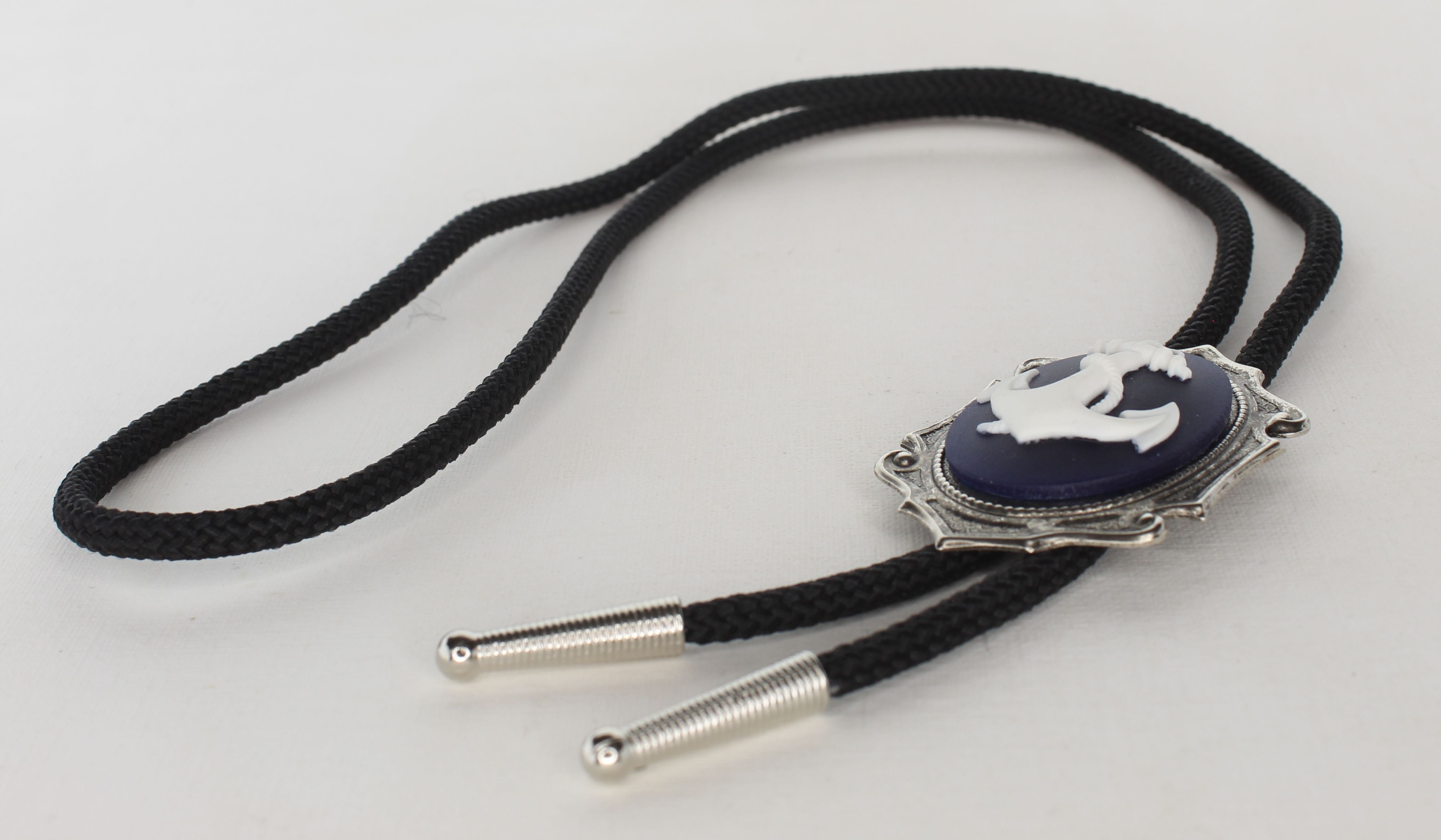 60mm x 40mm Deep Sea Blue Anchor Cameo, Bolo Tie, made in USA, each