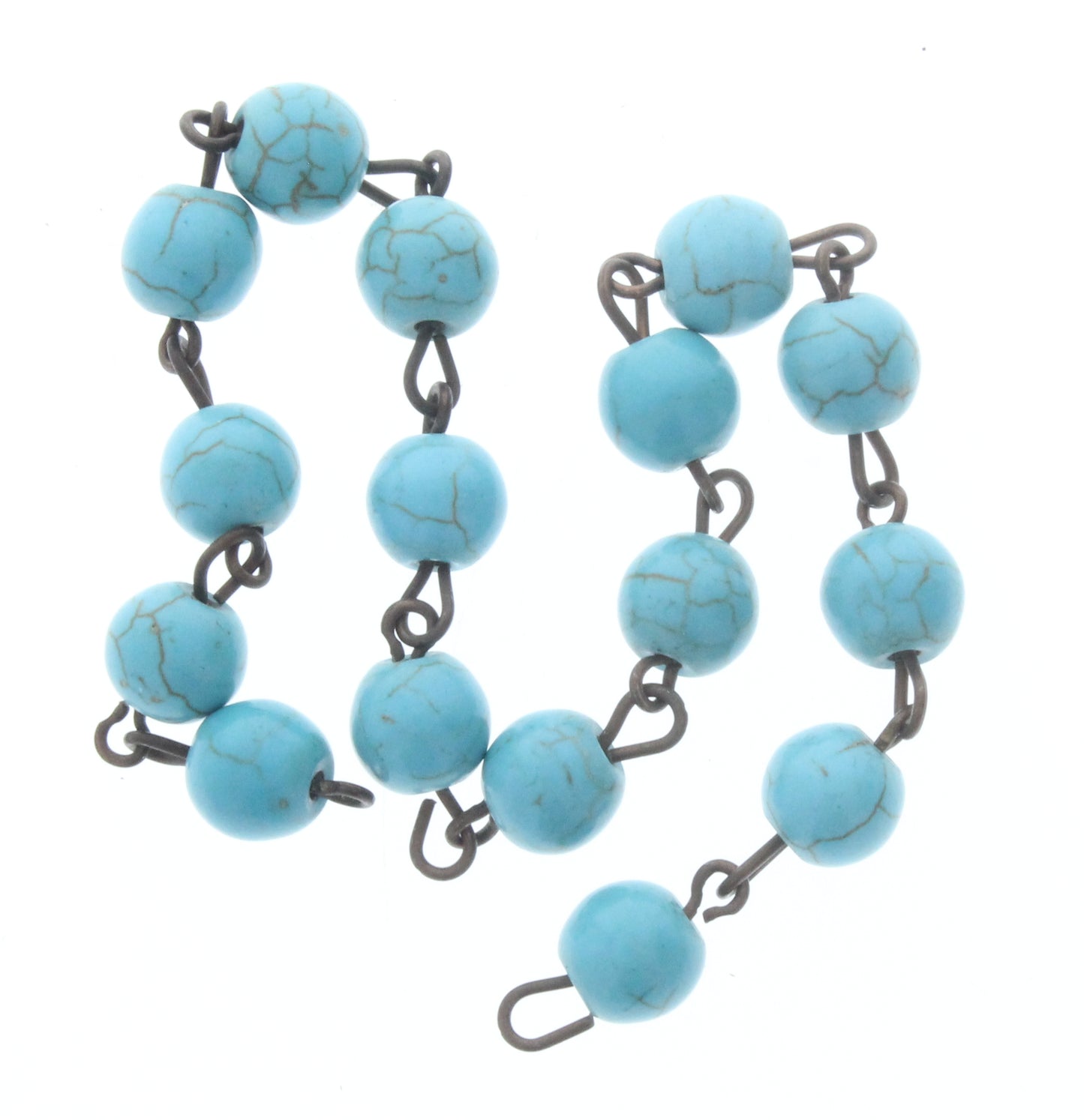 8mm Turquoise Linked Chain, Sold by Foot
