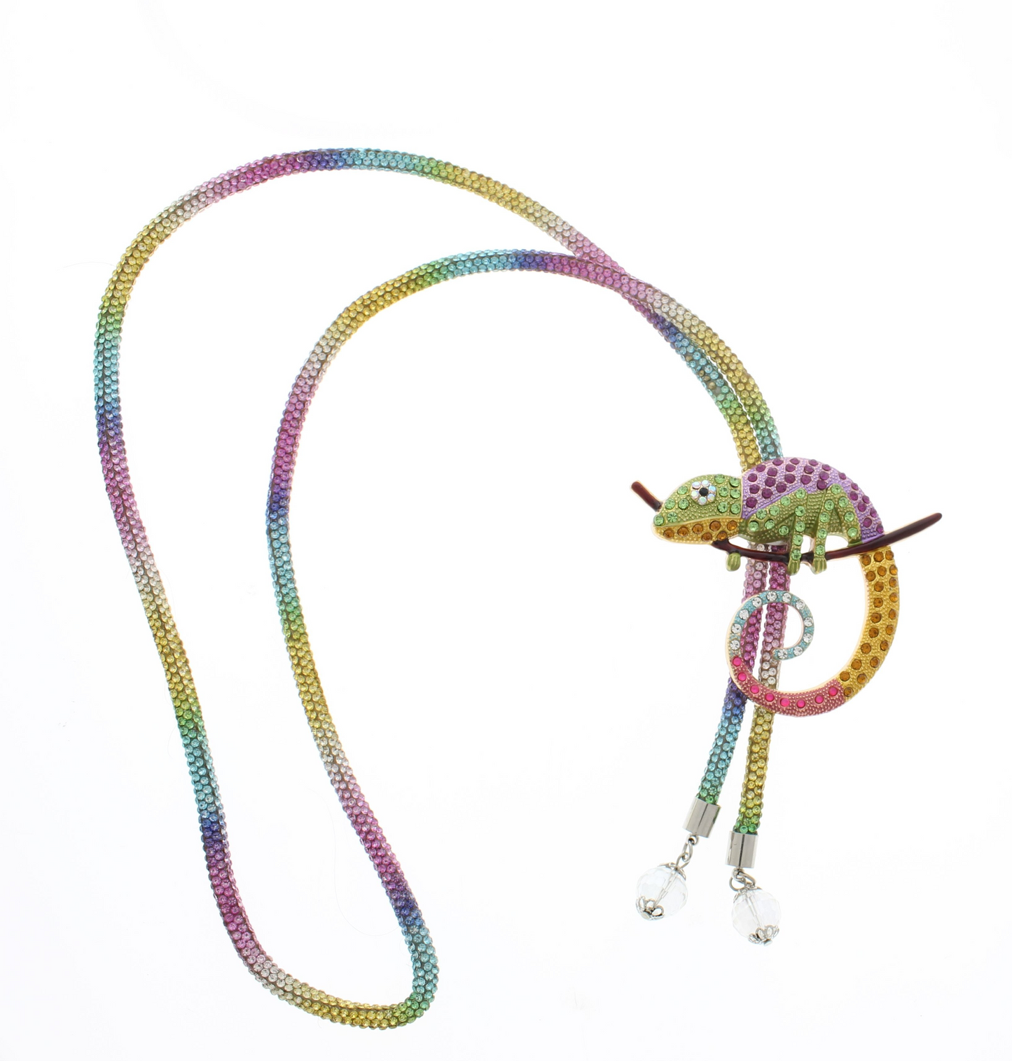 Chameleon Bolo Tie, 36" Multicolored cord, made in USA, each