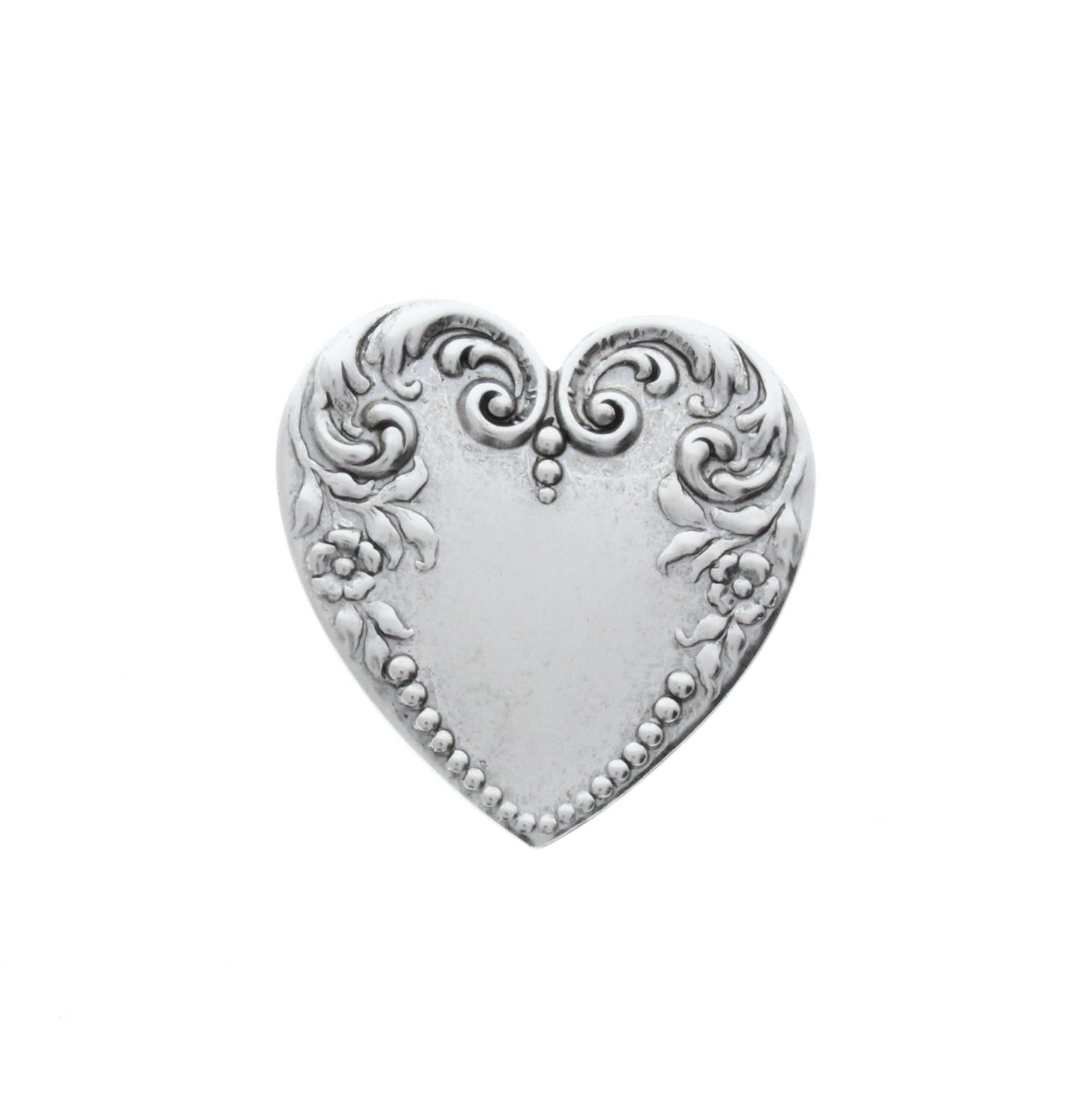 Victorian Steampunk Heart, Antique Silver Finish, ea