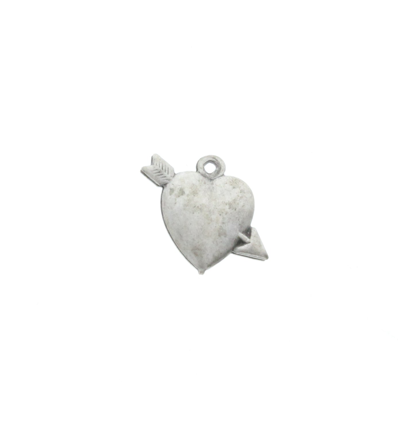 Vintage Silver Puff Heart Charm, 6 pack