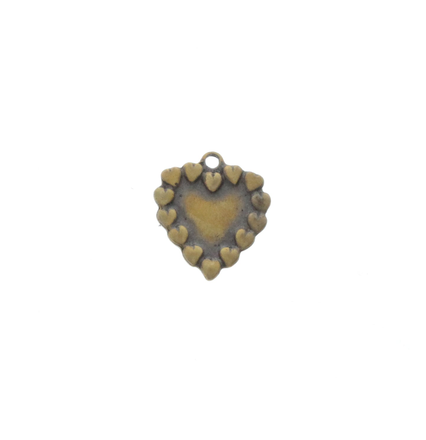 Heart Rim Heart Charm, Vintage Brass, PK/6