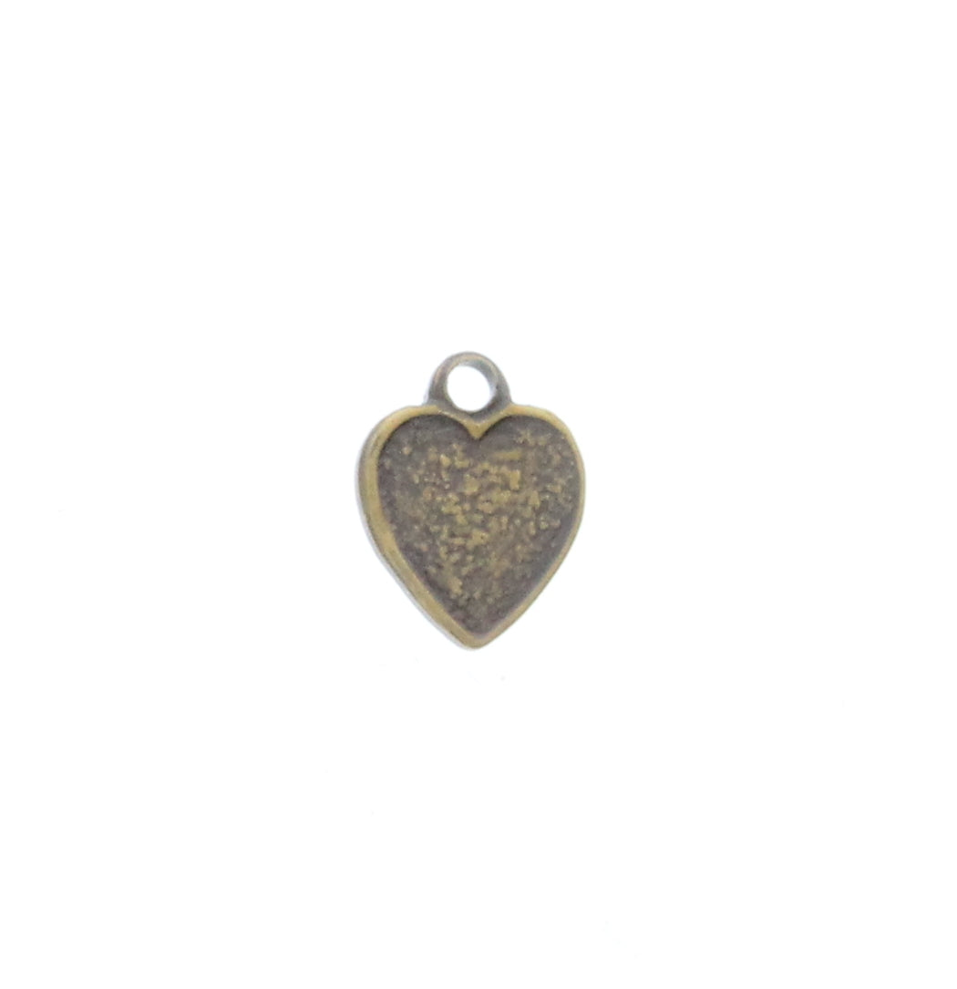 Vintage Brass Metal Heart Charm, PK/6