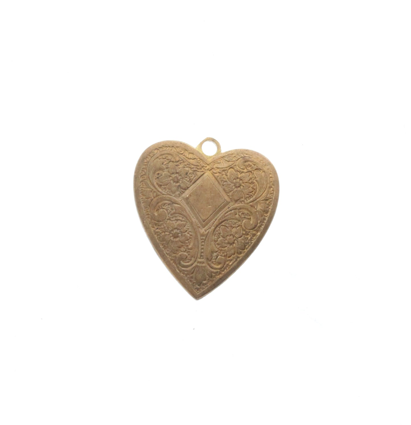 Raw Brass Heart Charm, pk/6