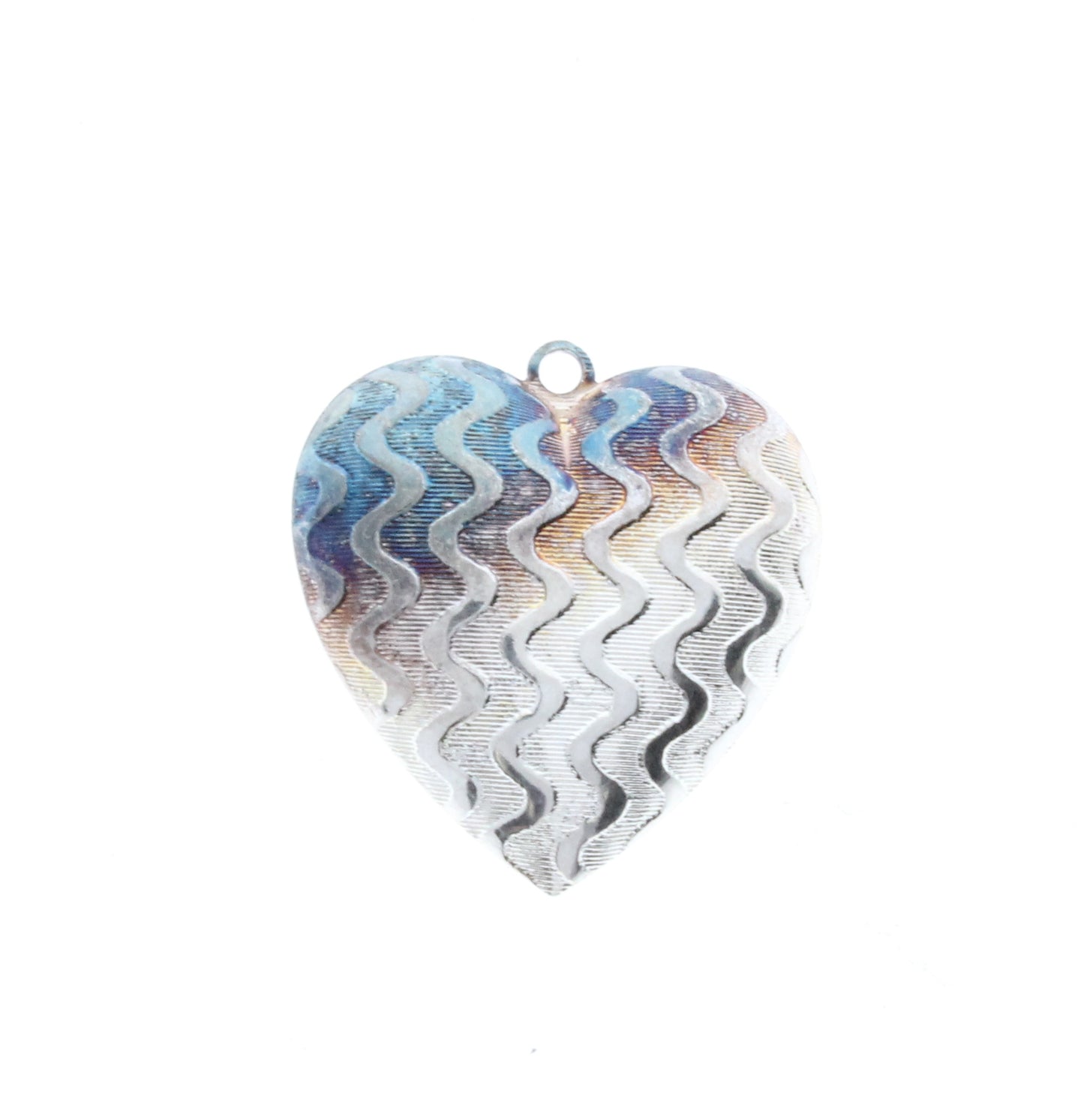 Bright Silver Squiggle Heart Charm, pk6