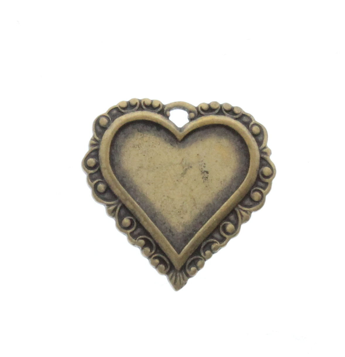 Vintage Brass Heart Charm, pkg/6