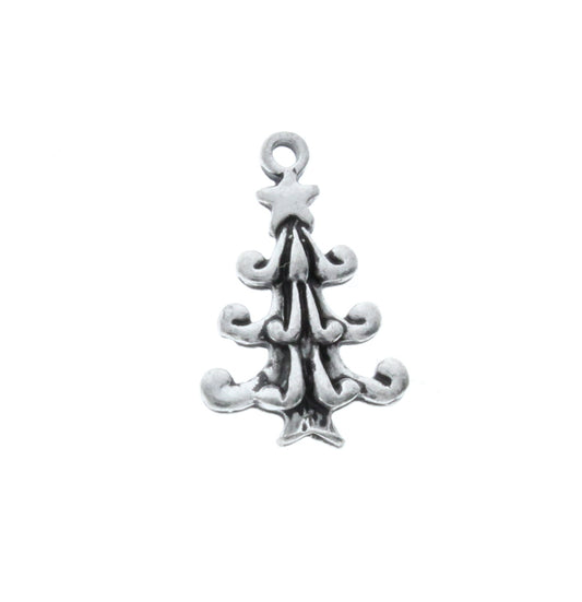 Christmas Tree Charm, Classic Silver, Pack of 6