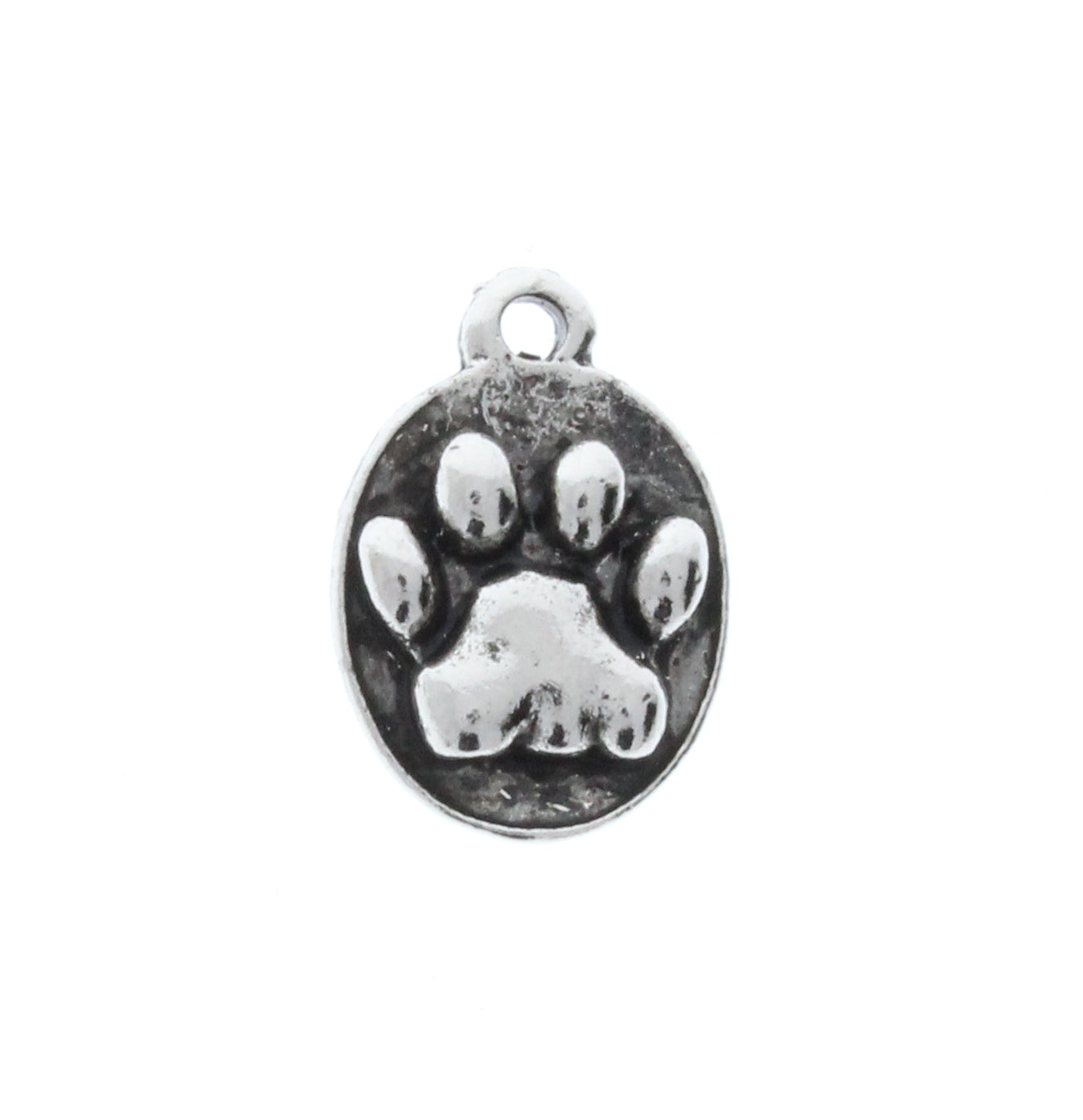 Pet Charm, Paw Charm Oval Shaped, 18mm, sold 6 ea