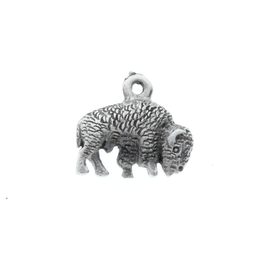 Antique Silver Buffalo Charm, 6 ea